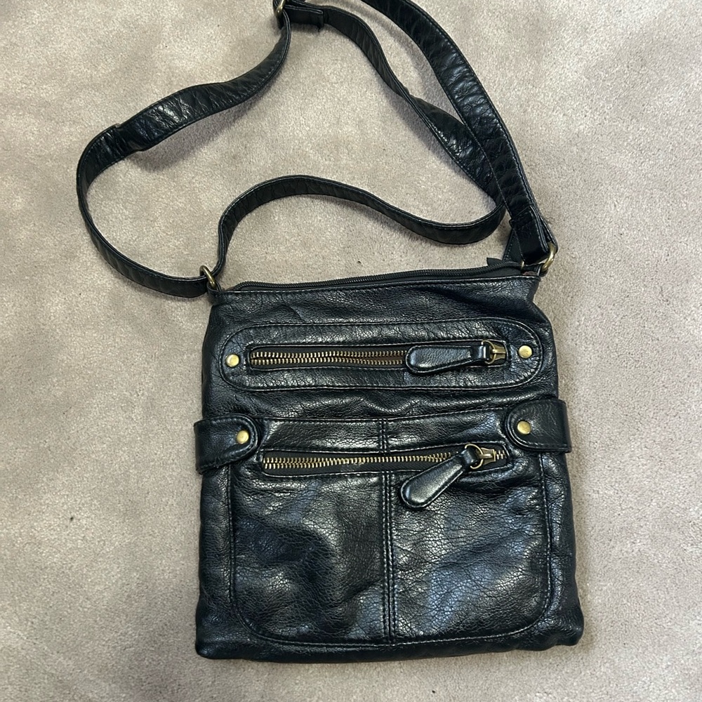 Black Leather Crossbody Bag